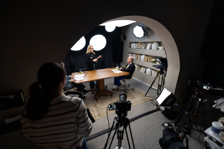 Behind the scenes in the studio